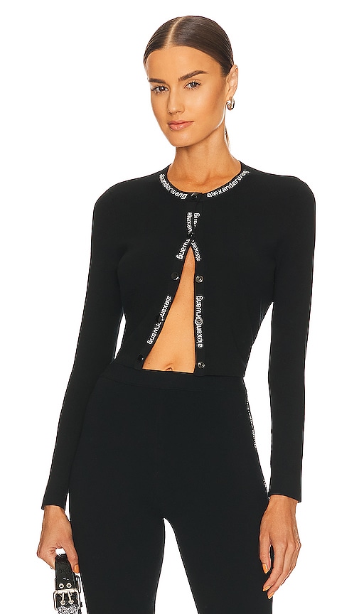 Alexander Wang Cropped Bodycon Cardigan in Black