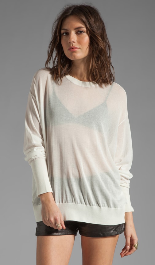 Sheer Loose Knit Crew Neck Pullover