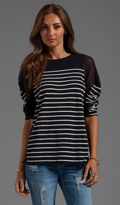 Long Sleeve Panel Stripe Knit Pullover