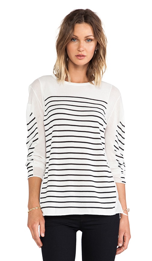 Long Sleeve Panel Stripe Knit Pullover