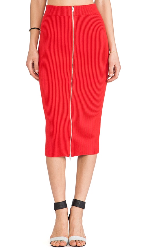 Rib Knit 2 Way Zip Long Skirt