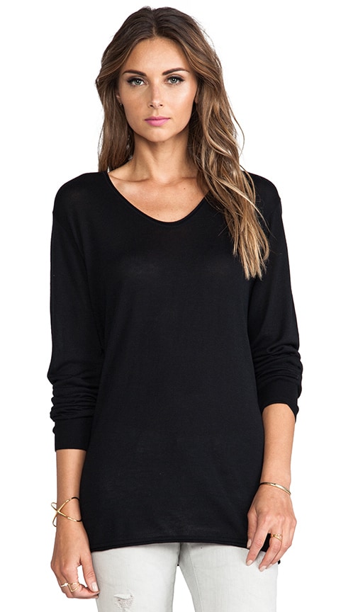 Jersey Roll Low Neck Long Sleeve Knit
