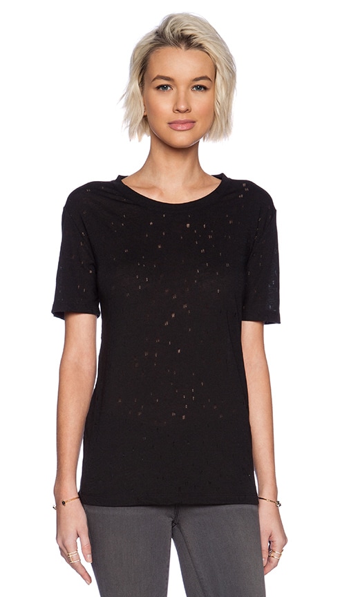 Distressed Holey Jacquard Jersey Short Sleeve Tee