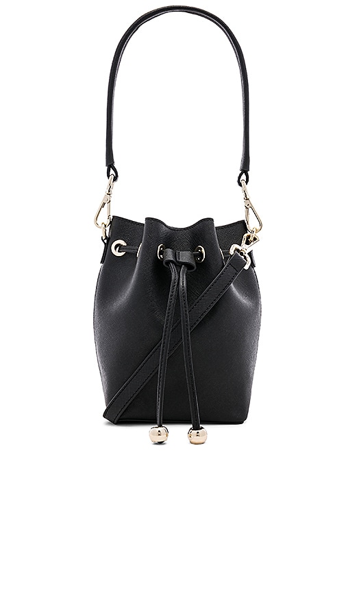 black mini bucket bag