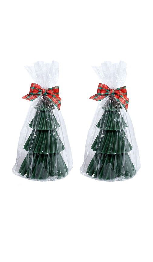 The Favorites Twinkle Tree Candle Set Of 2 In Green