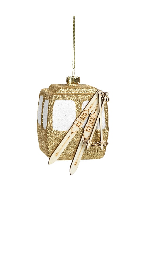 The Favorites Golden Gondola With Skis Ornament In Gold