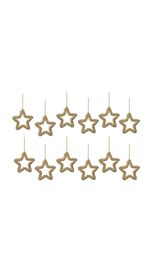 The Favorites Golden Pearl Star Ornament Set Of 12
