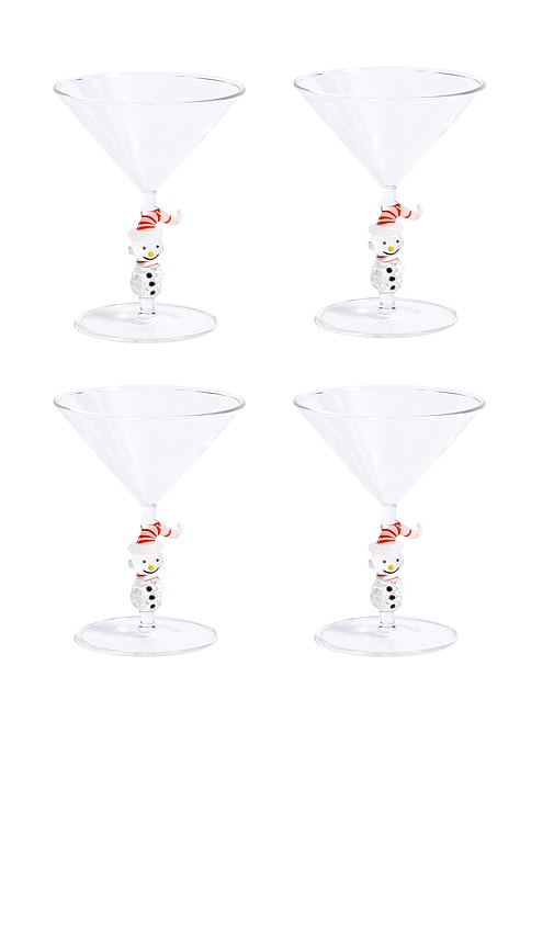 The Favorites Snowman Sips Martini Glasses Set Of 4 In White