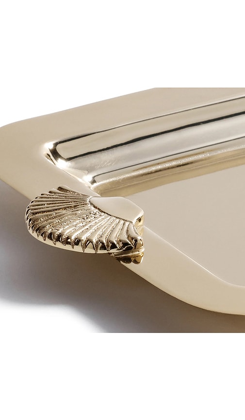  The Favorites Cap Ferrat Shell Design Serving Tray In Polished Nickel In Metallic Silver. 