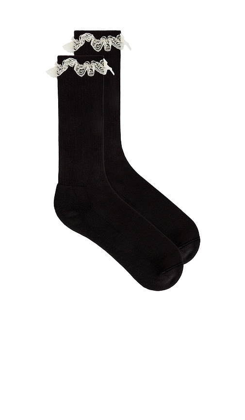 Tanner Fletcher Lace Trim House Socks In Black