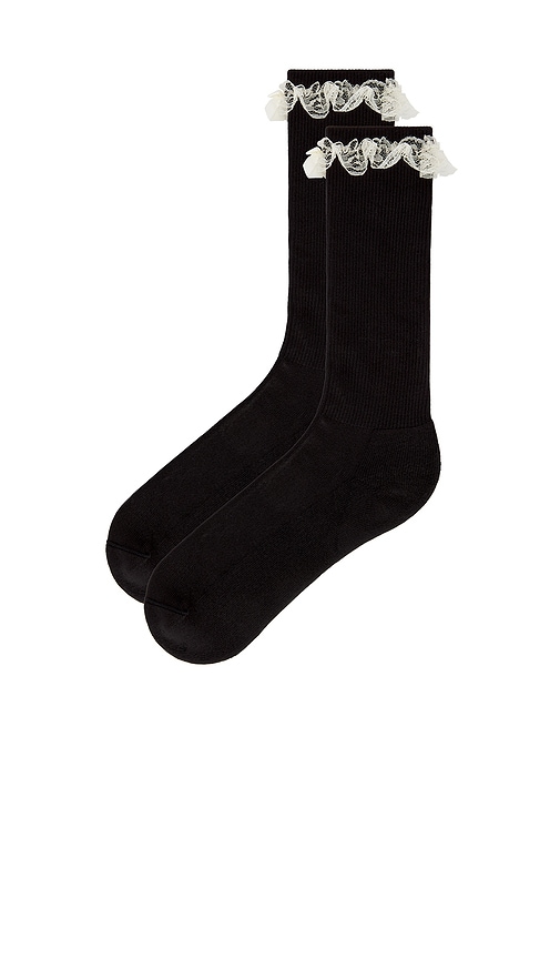Tanner Fletcher Lace Trim House Socks In Black