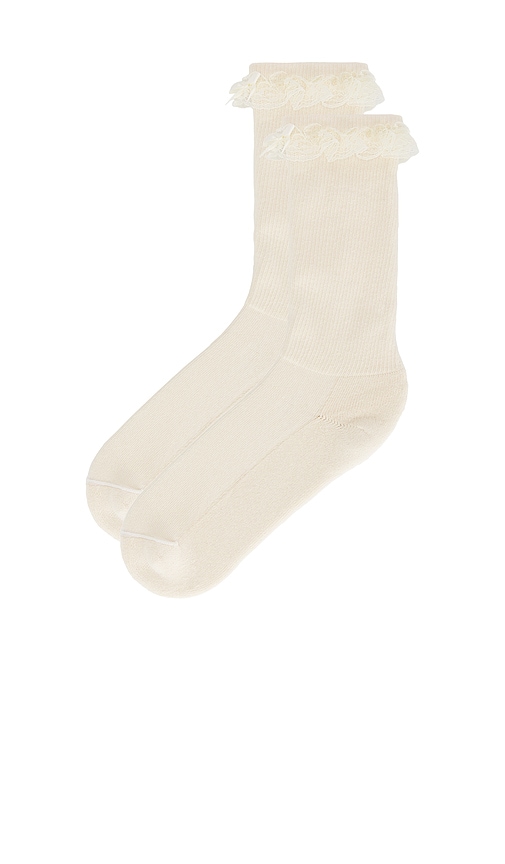 Tanner Fletcher Lace Trim House Socks In White