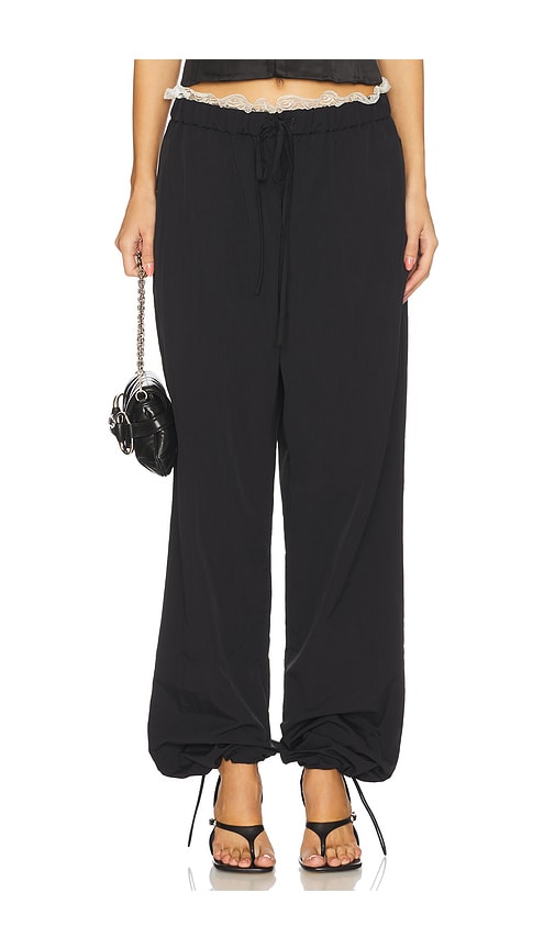 Tanner Fletcher Kennedy Lace Trim Track Pant In Black