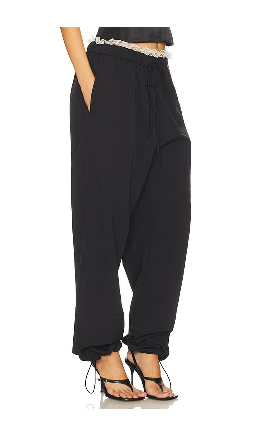 Tanner Fletcher Kennedy Lace Trim Track Pant In Black