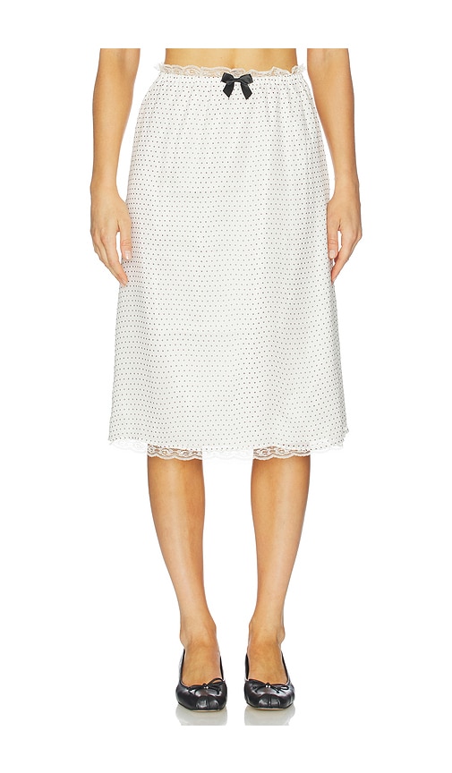 Tanner Fletcher Celerie Lace Trim Slip Skirt in Ivory. - size 1/S (also in 3/L)