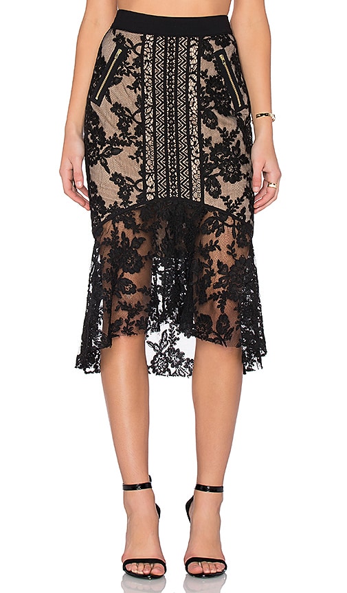Three Floor Lacely Skirt in Black & Nude | REVOLVE