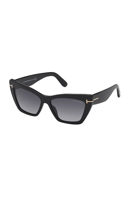 Shop Tom Ford Wyatt Sunglasses In Shiny Black & Gradient Smoke Lens