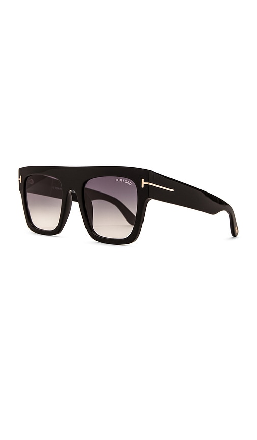 Shop Tom Ford Renee Sunglasses In Shiny Black & Gradient Smoke Lens