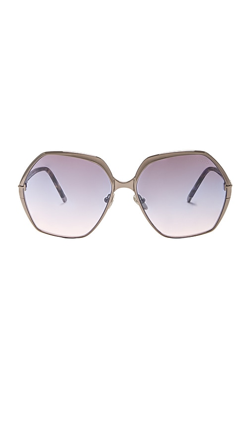 Shop Tom Ford Fonda Sunglasses In Light Ruthenium & Gradient Blue