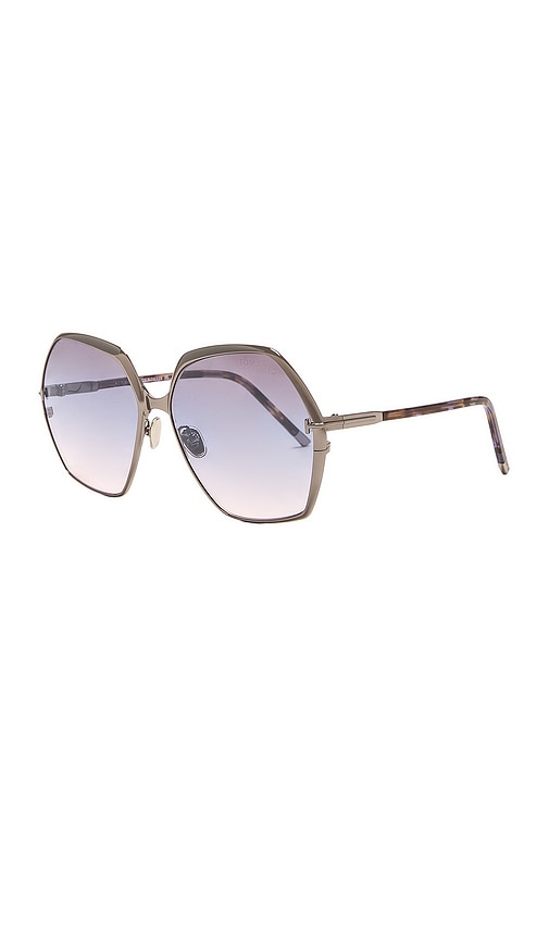 Shop Tom Ford Fonda Sunglasses In Light Ruthenium & Gradient Blue