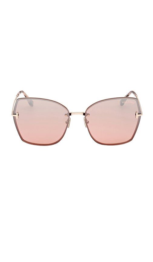 Shop Tom Ford Nickie Sunglasses In Shiny Rose Gold & Rose Havana