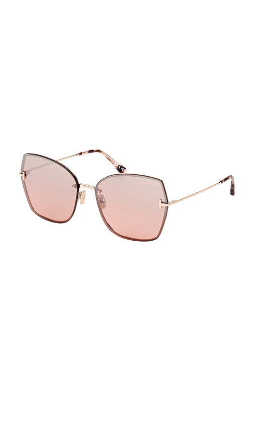 Shop Tom Ford Nickie Sunglasses In Shiny Rose Gold & Rose Havana