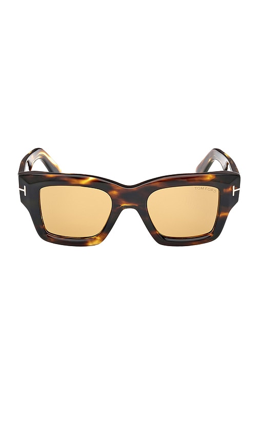 Shop Tom Ford Ilias Sunglasses In Shiny Honey  Striped Brown  & Amber