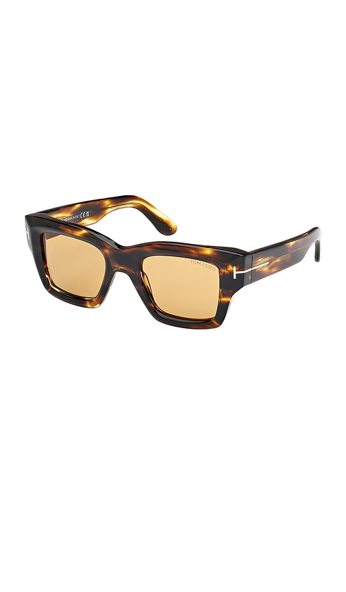 Shop Tom Ford Ilias Sunglasses In Shiny Honey  Striped Brown  & Amber