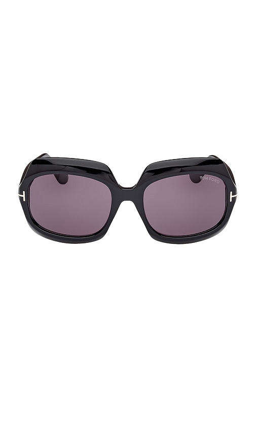 Shop Tom Ford Ren Sunglasses In Shiny Black & Smoke