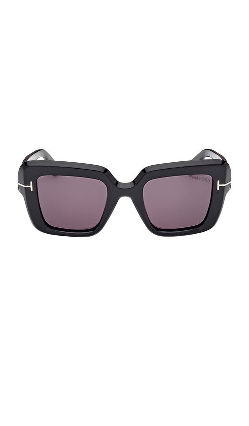 Shop Tom Ford Esme Sunglasses In Shiny Black & Smoke