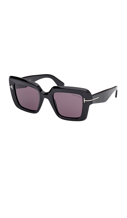 Shop Tom Ford Esme Sunglasses In Shiny Black & Smoke