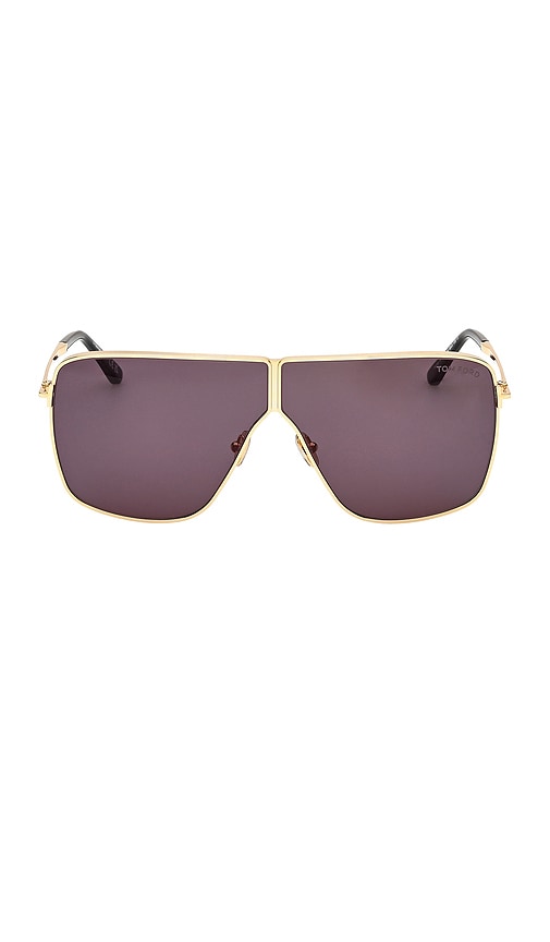 Shop Tom Ford Huxley Sunglasses In Shiny Deep Gold & Smoke