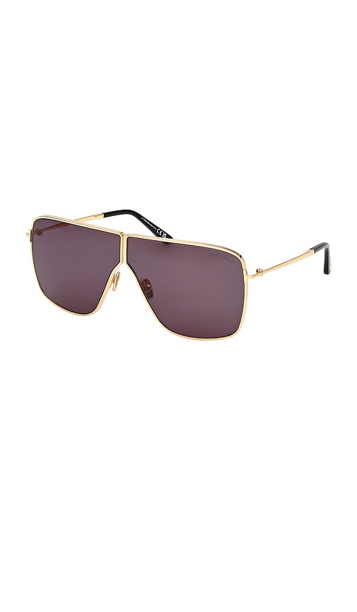 Shop Tom Ford Huxley Sunglasses In Shiny Deep Gold & Smoke