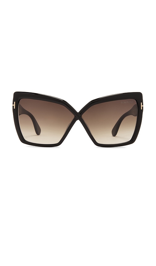 Shop Tom Ford Fiore Sunglasses In Shiny Black & Smoke