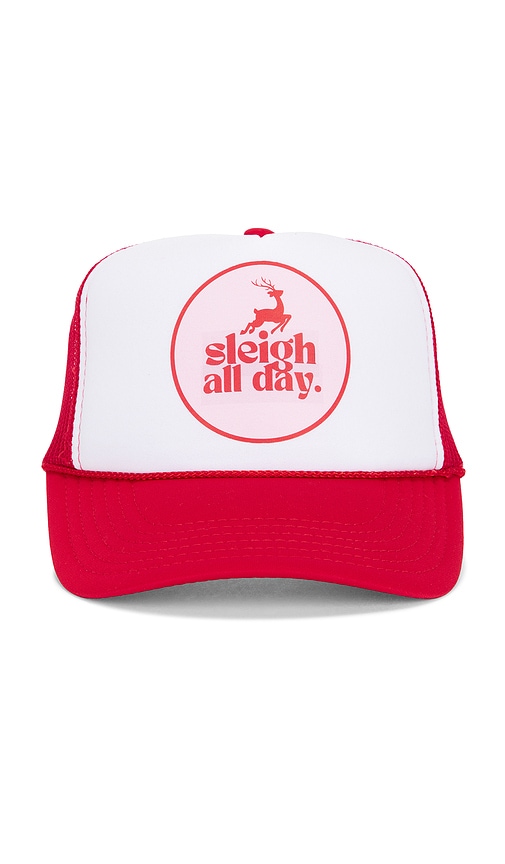 Friday Feelin Sleigh All Day Trucker Hat In Red
