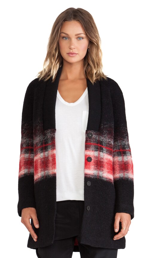 Thakoon Addition Ribbed Collar Ombre Jacket in Red & Black