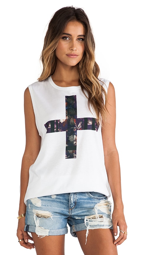 Floral Plaid Muscle Tee