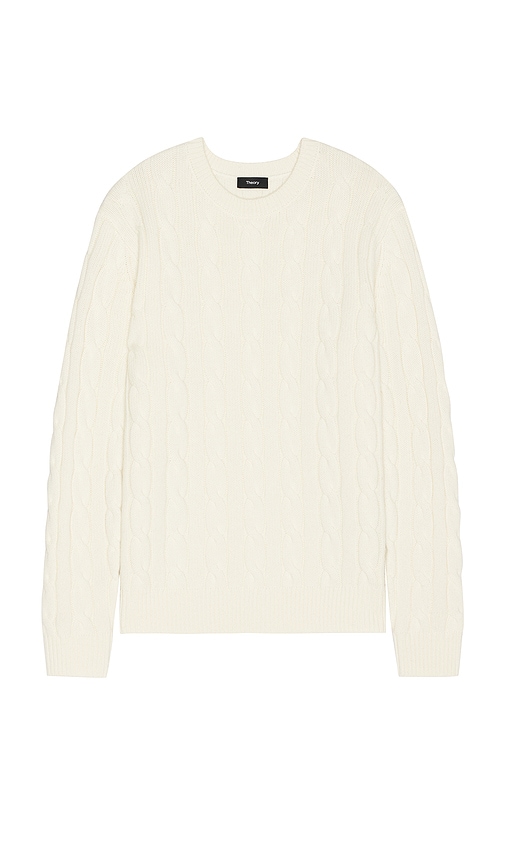 Shop Theory Cable Knit Sweater In 윈터 화이트