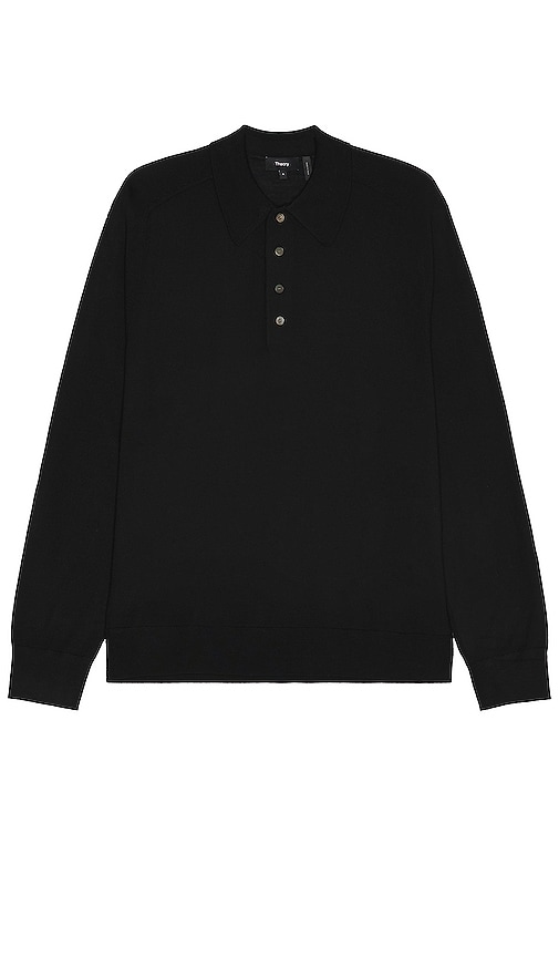 Theory LS Button Polo Regal in Black | REVOLVE