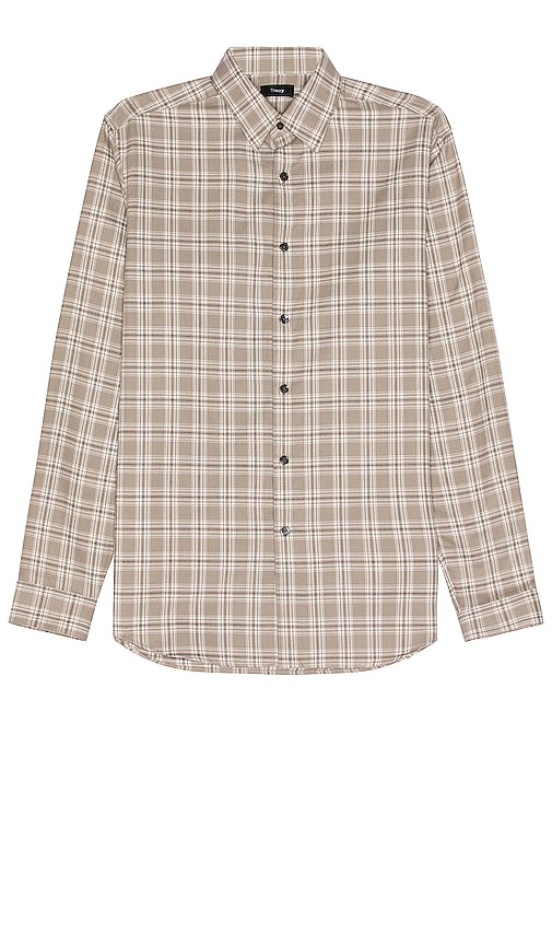 Theory Irving Shirt In Force Grey Multi