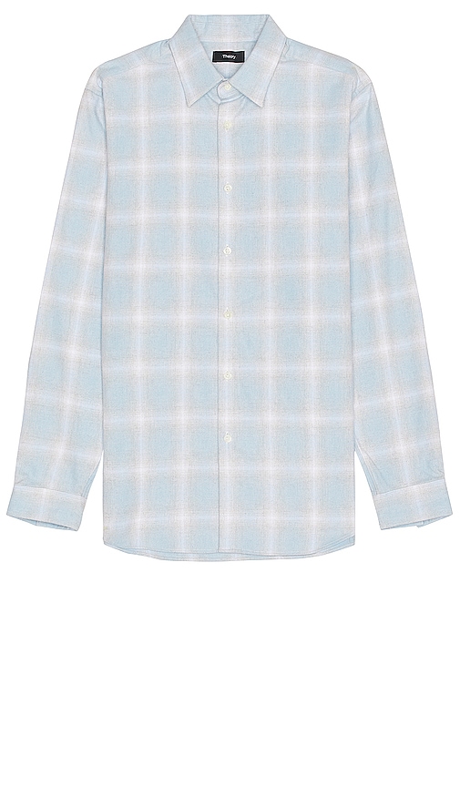 Shop Theory Irving Flannel In Baby Blue
