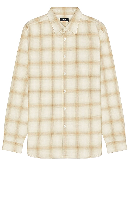 Shop Theory Irving Flannel In Beige