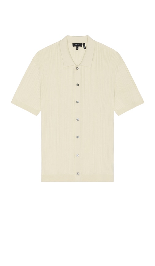 Shop Theory Cairn Short Sleeve Shirt In Beige