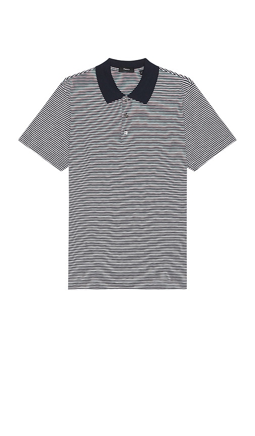 Theory Bron Short Sleeve Polo in Baltic & White