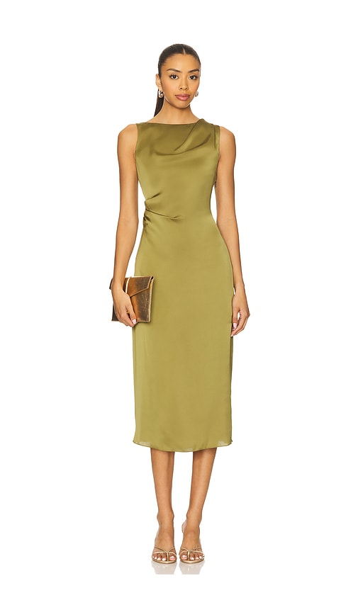 Theory Shoulder Drape Dress In Green