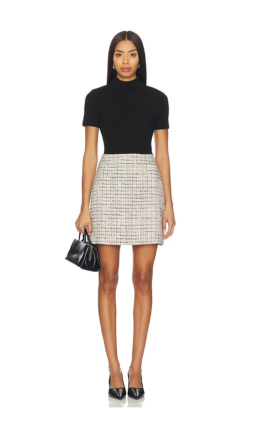 Theory Short Sleeve Roll Neck Dress In Multi