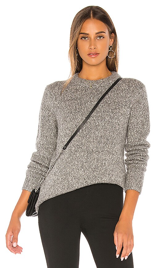 Theory Speckled Tweed Crew Sweater In Medium Heather Grey | ModeSens