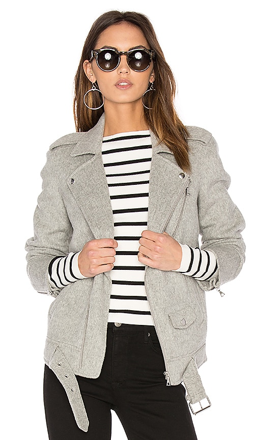 Theory Tralsmin DF Moto Jacket in Melange Grey