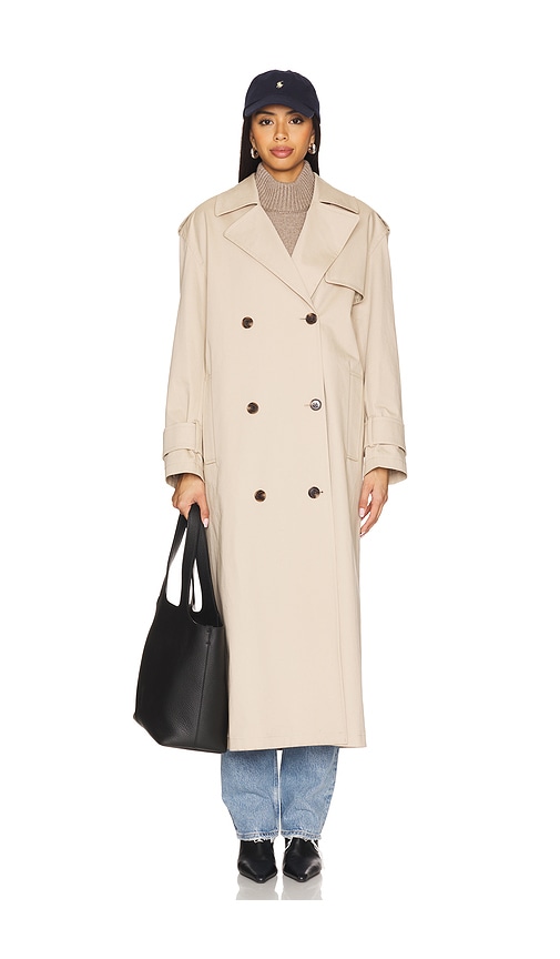 Oversized Double Button Trench in Taupe. - size XS (also in S, XL)