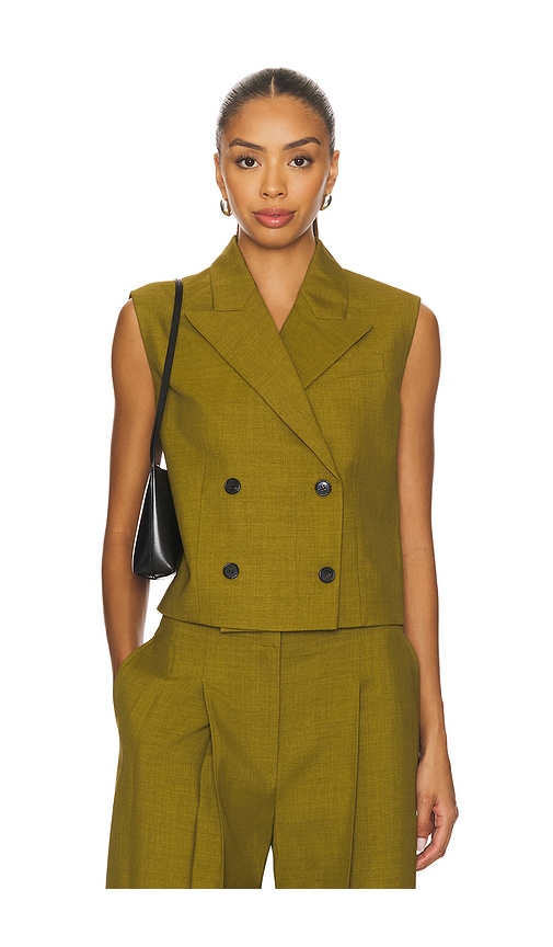 Theory Peak Double Breasted Vest In Green